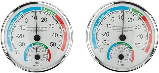 Analogue Room Climate Monitor with Temperature Humidity Gauge for Wall Mount or Stand, Indoor Use in Bathroom Sauna Nursery Bedroom Terrarium Reptile(2pcs)