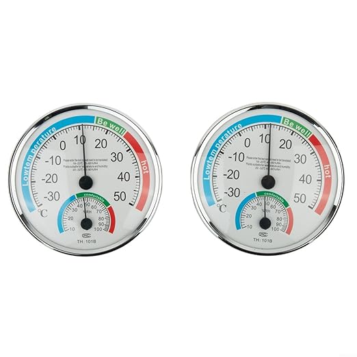 Analog Thermometer Hygrometer for Indoor Room Climate Control, Wall Mount or Stand Device with Comfort Display, No Battery Required for Home Office Greenhouse Sauna Terrarium, White(2pcs)
