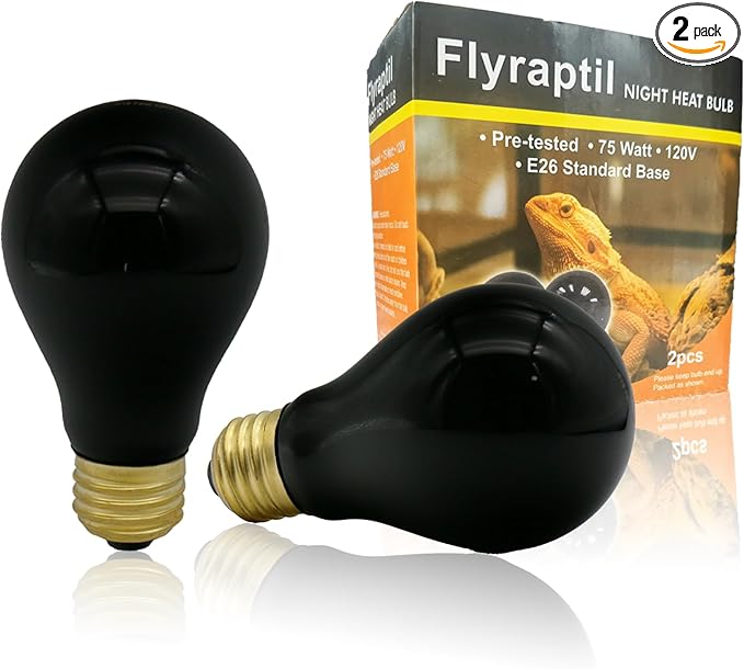 Reptile Heat Lamp 75W, Night Heat Bulb Simulate Nature Moonlight Purple Bulbs, Amphibians Basking Spot Light Bulb for Bearded Dragon, Gecko, Snake, Lizard and Turtle, E26 Base, 2 Pack