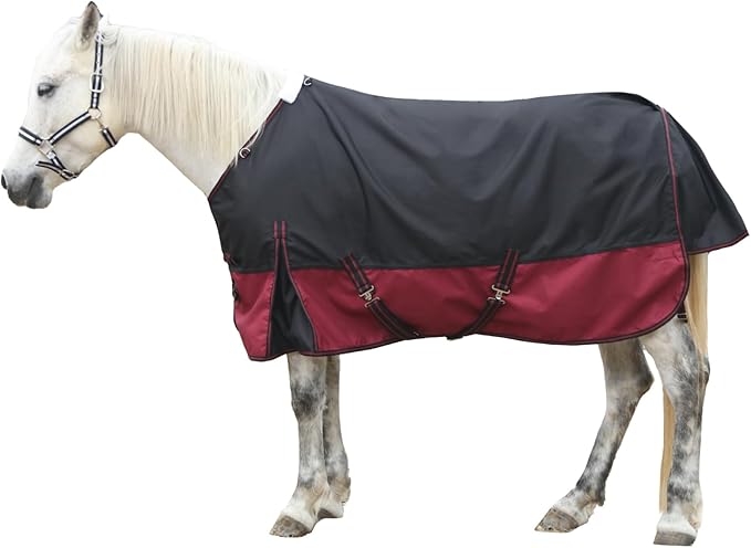 1200D Ripstop Waterproof Breathable Horse Blanket (200g Fill), Medium Weight Warm Winter Turnout, Thermal Protection for Cold & Snow Blackwine 84"
