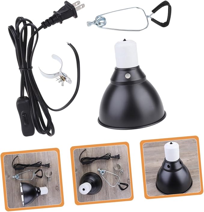 POPETPOP 110V Reptile Heat Lamp Cover Durable Fixture for Terrariums and Incubators for Lizard Gecko and Bearded Dragon Heating Needs US Plug