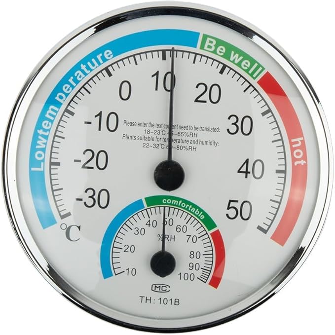 Analogue Room Climate Monitor with Temperature Humidity Gauge for Wall Mount or Stand, Indoor Use in Bathroom Sauna Nursery Bedroom Terrarium Reptile(1pcs)