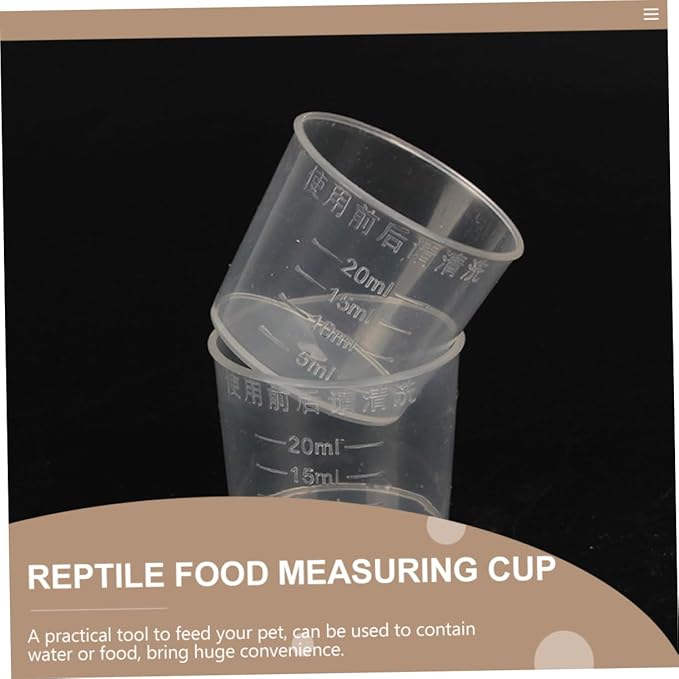 HANABASS 30pcs Reptile Feeding Bowl Set for Gecko Lizard and Turtle Accurate Measuring Cups for Pet Care