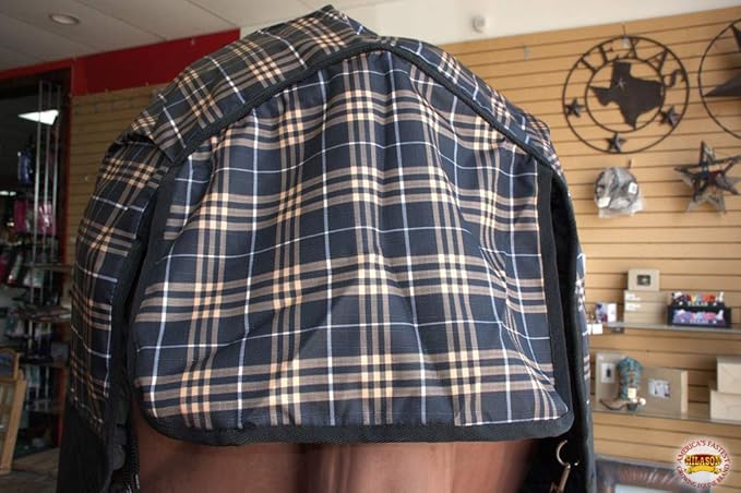 Orange Black Plaid 74 in HILASON 1200D Winter Waterproof Poly Horse Turnout Blanket Belly Wrap
