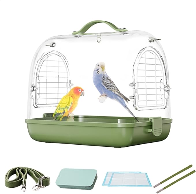 Bird Carrier - Transparent Pet Carrier Backpack | Travel Bird Cage Bag | Removable Breathable Bird Transport Bag with Viewing Window | Cockatiel Travel Accessories for Conures Parakeet Lovebirds