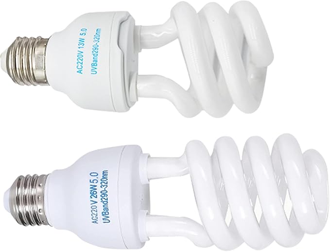 UVB Bulbs for Reptiles 5.0 UVB E27 Interface Subtropical Reptile Light Blue White Lighting Reptile Light Fixture for Turtle Chameleon, 13W