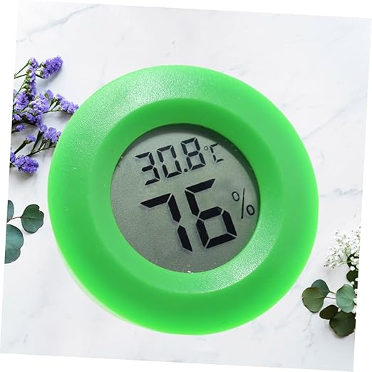 BESPORTBLE Digital Temperature and Humidity Hygrometer for Home and Office Round Shape Lightweight and Easy to Install Celsius Display Green Color