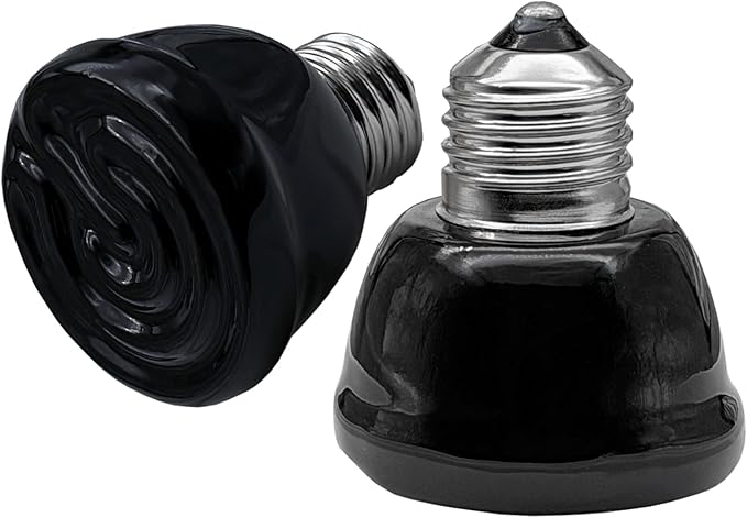 2Pcs 100W Reptile Heat Lamp Ceramic Emitter, Ceramic Heat Lamp for Cats, Chickens, Parrots, Reptiles and Small Animals (Black Mini 110V 100W)