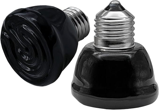 2Pcs 100W Reptile Heat Lamp Ceramic Emitter, Ceramic Heat Lamp for Cats, Chickens, Parrots, Reptiles and Small Animals (Black Mini 110V 100W)