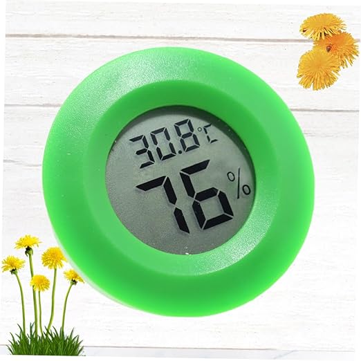 Outanaya Digital Temperature and Humidity Round Shape Hygrometer for Indoor Use Lightweight and Easy to Install Green Color for Home and Office Environments