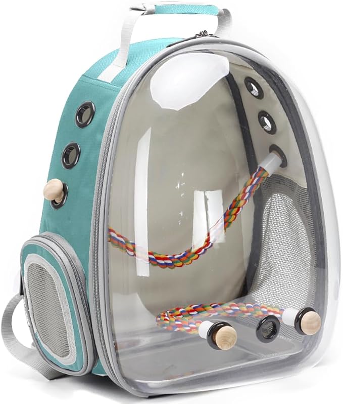 Bird Carrier Backpack, Bubble Bird Travel Carrier Backpack with Stainless Steel Tray and Standing Perch
