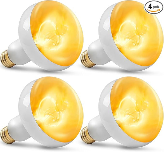CALPALMY 4-Pack 150W Reptile Heat Lamp Bulb, UVA Daylight Basking Light for Reptiles, Bearded Dragon, Lizard, Turtle, Snake, Tortoise, Chicken – Flat Bottom Design, Long Lifespan, 120V E26 Base