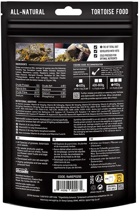 Arcadia Optimised52 Tortoise Diet 250G