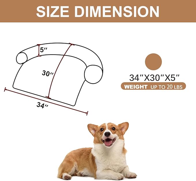 Tinaco Calming Dogs/Cats Bed Mats, Dog Pad Washable Removable Couch Cover, Plush Long Fur Mat for Pets, Waterproof Lining, Perfect for Small, Medium and Large Dogs and Cats (Desert Brown, 34"x30")