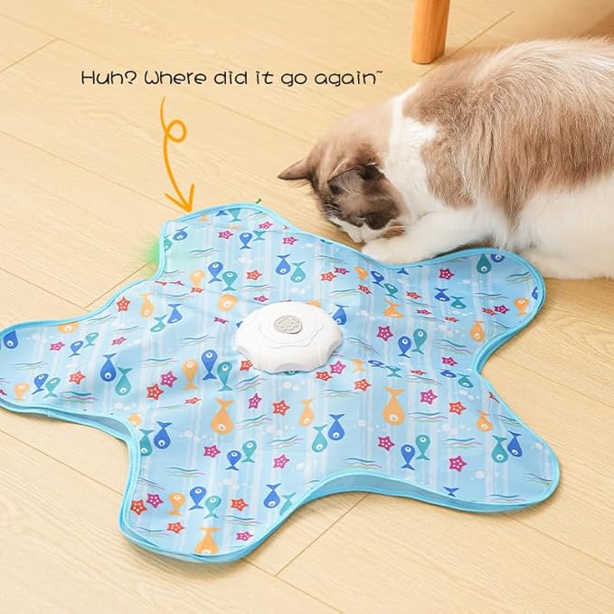 Rechargeable Automatic Cat Toy, 3-Mode Touch-Activated Interactive Toy with Random Motion, Concealed Feather & Squeaky Sound for Indoor Cats & Kittens (Blue) - Image 5