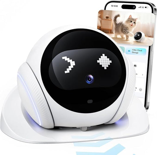 SURPN Pet Camera Robot Companion Monitor – Movable Home Security Cam with 1080P Video, 2.4GHz WiFi, Motion Tracking, Laser Toy, Two-Way Talk – App Control for Dogs & Cats