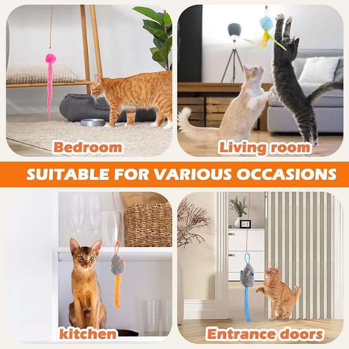 Interactive cat toy, Electric cat teaser, Door clip, 2 Motion modes,Orange - Image 9