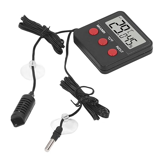 Fafeicy Digital Hygrometer Temperature and Humidity Meter, Compact Probe with ABS Material, Ideal for Aquarium and Reptile Incubator Use