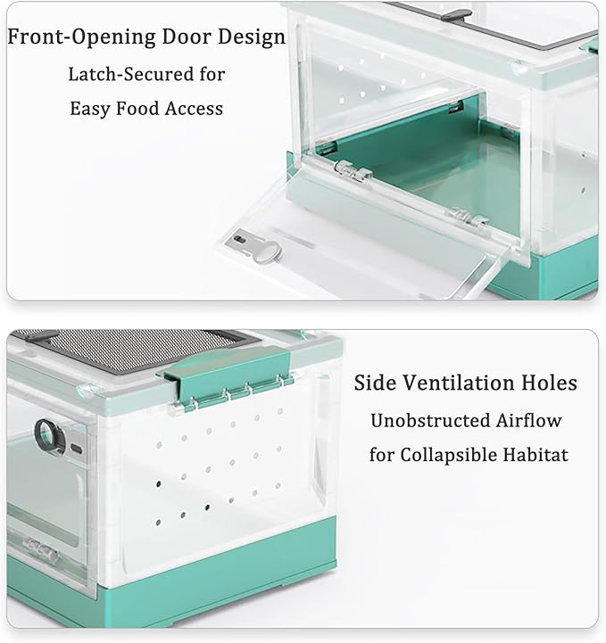 Foldable Reptile Tank, Portable Lizard Cage with Wheels, Reptile Terrarium, Chameleon Cage, Hamster Cage, for Bearded Dragon, Scorpion, Frog, Spider