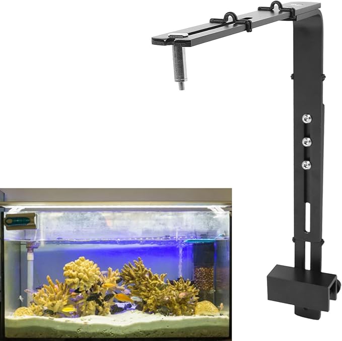 Asixxsix Fish Drop Light Mount, Adjustable Metal Light Holder, Lamp Holder Fishtank Light Stand Aquarium Light Riser Lamp Bracket for Reptile Glass Terrarium Full Spectrum Drop Light
