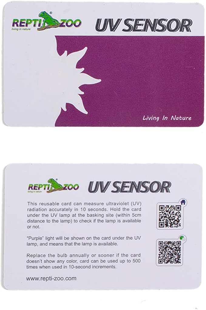 REPTI ZOO UVB Tester Reptile Lamp UV Sensor Reptile UVB Fluorescent Lamp Tester Card, Set of 2