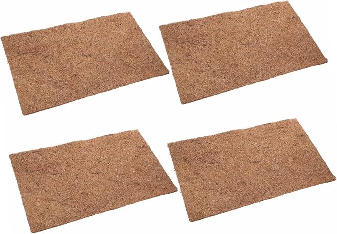 TOYANDONA 4pcs Natural Coconuts Fiber Reptile Mat Slip Resistant Bedding for Bearded Dragons Geckos Tortoises Safe Substrate for Terrariums Comfortable Habitat Flooring