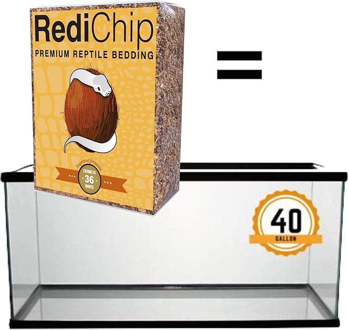 RediChip Reptile Bedding Loose Medium Coconut Chip 36 Quart Coco Husk Substrate Mulch for Snake Habitat, Ball Python Terrarium, Turtle Tanks, Tortoise Enclosure