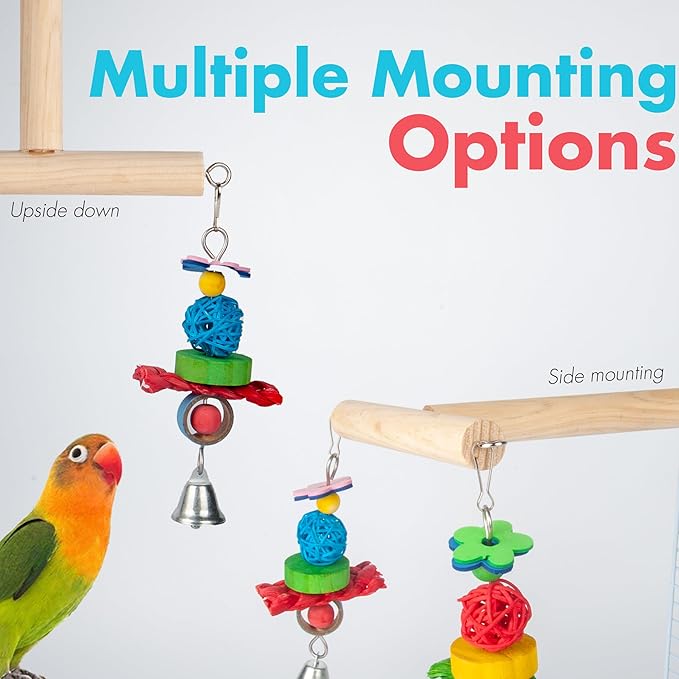 Small Bird Playground for Top of Cage Tree Bird Stands for Parrots Bird Play Ground - Outside Bird Cage Toys - Outside Bird Cage Accessories - Top Bird Cage Perch Cockatiel Playground (White, Small)