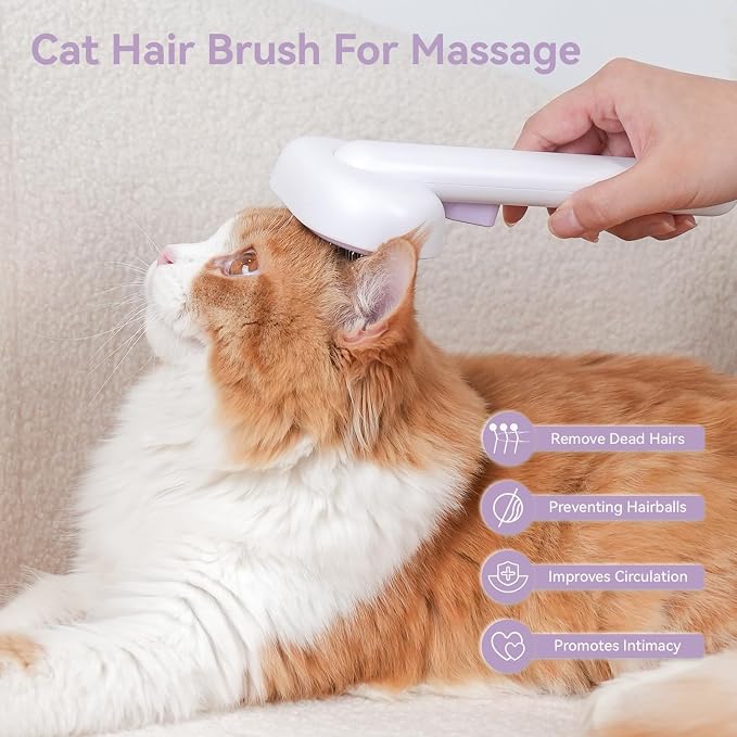 aumuca Cat and Dog Grooming Brush for Shedding, Removes Loose Fur from Long or Short Haired Pets - Ideal for Cats, Kittens, Rabbits, and More - Purple - Image 6