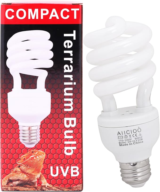 Aiicioo UVB Reptile Light 10.0 23W Desert UVB Spiral Compact Fluorescent Lamp UVB Reptile Light Bulb Tropical and Sub-Tropical UVB Bulb for Reptiles
