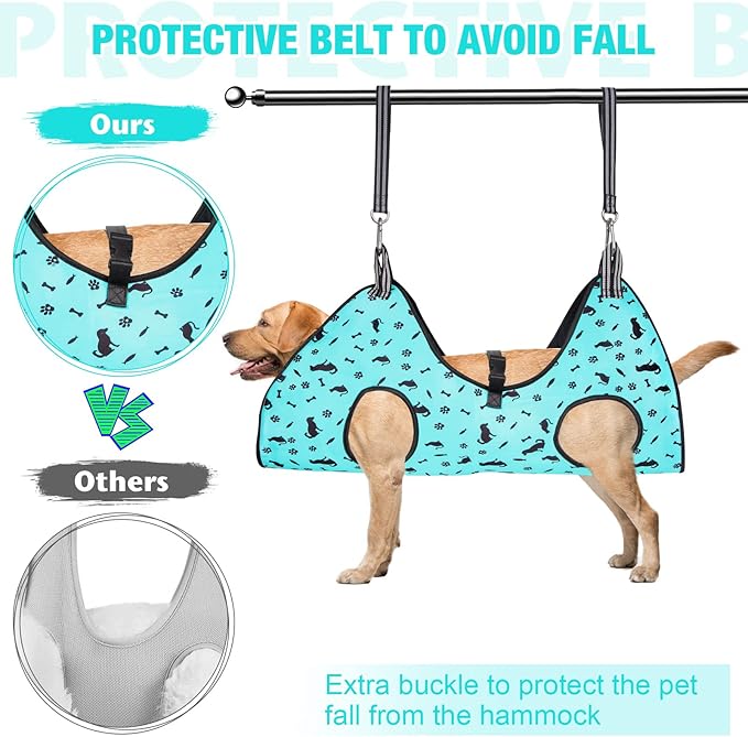 ATESON Dog&Cat Grooming Hammock - Pet Harness for Grooming Nail Trimming (XS 15lb), Dog Sling for Nail Clipping, Dog Hanging Holder for Cutting Nail with Nail Clippers