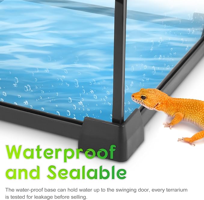 10"x10"x8" Mini Reptile Glass Terrarium, Front-Opening Vivarium with Escape-Proof Lock & Feeding Door, for Reptiles & Inverts, Like Fat-Tailed Geckos, Tarantulas, Scorpions & Bettles