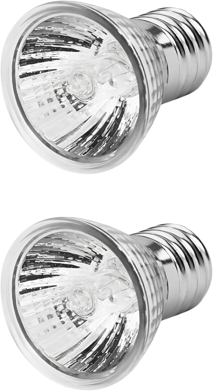2 Pcs Basking Light Bulb for Turtle, 50W Uva Uvb Bulbs, Reptile Heat Bulb, Calcium Absorption, Pet Heating Suitable for Chicken Coop Brooding and Physical Therapy