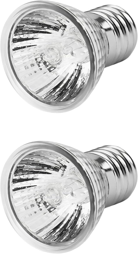 2 Pcs Basking Light Bulb for Turtle, 50W Uva Uvb Bulbs, Reptile Heat Bulb, Calcium Absorption, Pet Heating Suitable for Chicken Coop Brooding and Physical Therapy