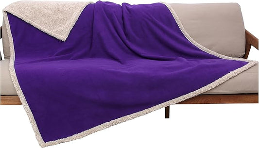 Kritter Planet Waterproof Dog Blanket, Washable Stain Proof Bed Cover, Reversible Leakproof Furniture Protector, Liquid Proof Blanket for Couch Sofa, 50x60 inch, Queen Size, Purple