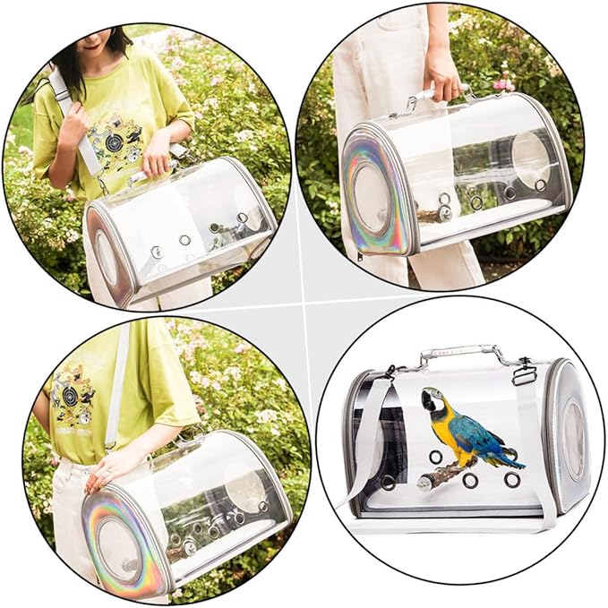 Balacoo Parrot Travel Bag Birds Carrying Pouch Portable Pet Shoulder Bag Outdoor Birds Cage Secure Fit Made of Pu Pc Material