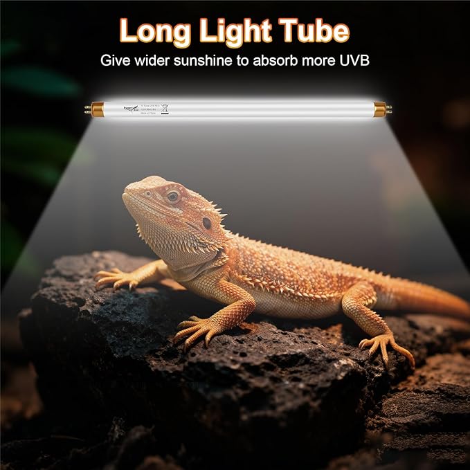 UVB Light for Reptiles Bearded Dragon, 3 Pack T5 UVB Reptile Light UVB Bulb 10.0 8W UVA UVB Reptile Light Bulb Terrarium Light Lamp Tube for Turtle Chameleon Leopard Gecko Snake Tank, 12 Inch