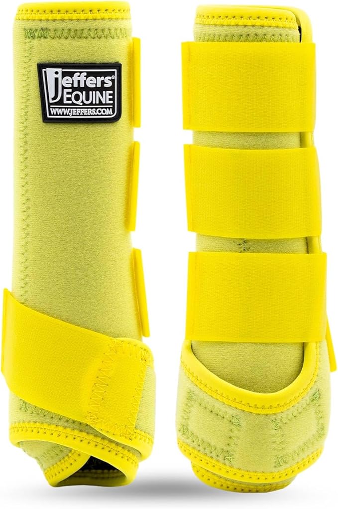 Jeffers Expression Protective Horse Boots, 1 Pair, Small- Safe Neoprene Leg Guards, Durable Strap Closures, Front & Hind Support, Equestrian Accessories for Travel & Riding - Yellow