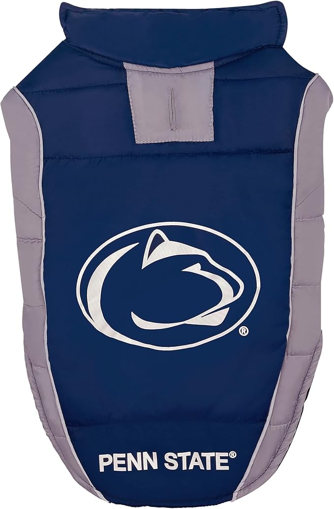 Pets First Collegiate Penn State Nittany Lions Puffer Vest for Dogs & Cats. Size Large. Warm, Cozy, and Waterproof Dog Coat, for Small and Large Dogs/Cats.