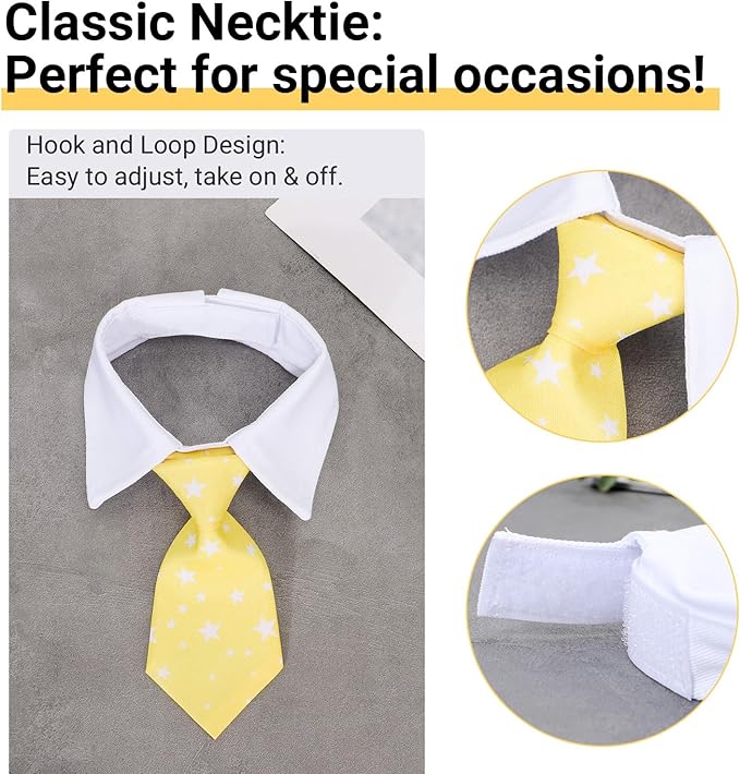 Segarty Cat Ties and Bow Ties, 6PCS Neck Tie with White Collar for Cats Dogs, Pet Valentines Christmas Graduation Wedding Gift