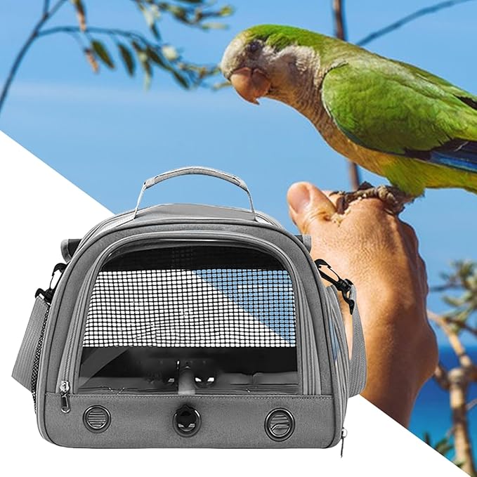 Portable Animal Backpack - Bird Travel Carrier, Comfort Handle Pouch | Mesh Sided Transport Case for Exotic Pets, Soft Crate for Outdoor Walking Trips, Bag for Vet Appointments