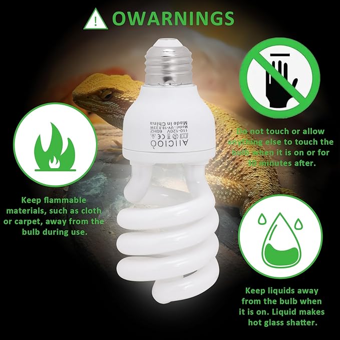 Aiicioo UVB Reptile Light 10.0 23W Desert UVB Spiral Compact Fluorescent Lamp UVB Reptile Light Bulb Tropical and Sub-Tropical UVB Bulb for Reptiles