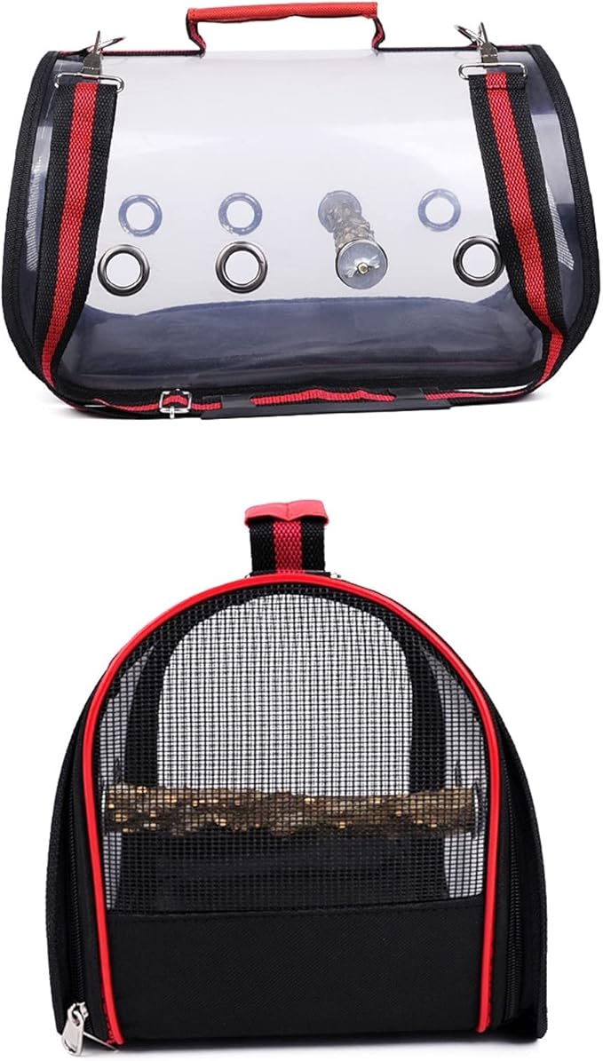 ENGENDER Bird Cage Light Bird Backpack Transparent and Breathable Bird Travel Bag Portable Bird Feeding Cup Suitable for Outdoor Bird Transportation Parakeet Cage