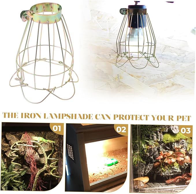 Toyvian Reptile Scald Lampshade Cover for Heat Lamp Metal Bulb Guard for Reptile Tank Sturdy Accessory for Continuous Lighting