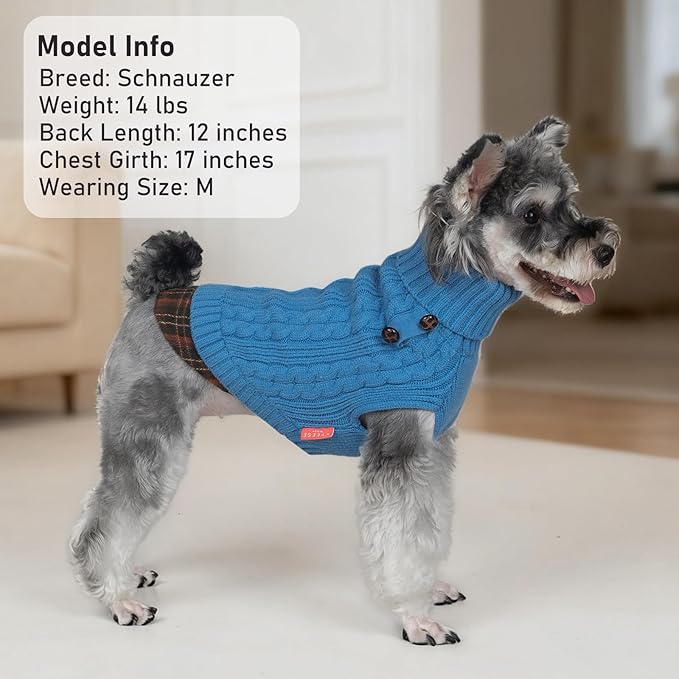 KYEESE Dog Sweater Thick Pet Coat for Fall Winter Cold Weather Warm Turtleneck Medium Dogs Sweater Soft Pullover Dog Sweaters for Medium Dogs Boy