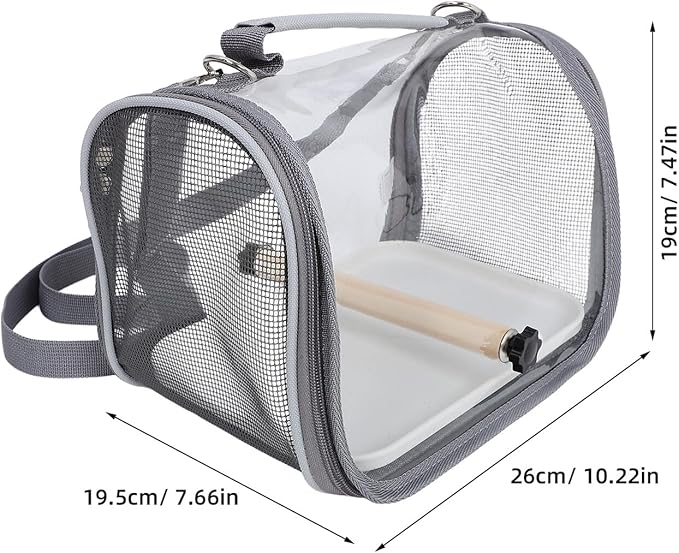 HEMOTON Portable Small Bird Travel Cage Carrier with Standing Perch, Lightweight Handheld Bird Carry Bag for Parakeet, Conure, and Budgie Outdoor Transport