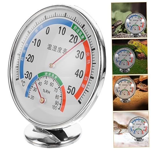 Happyyami Reptile Temperature and Humidity Gauge Dual Display Hygrometer for Terrarium Easy to Read Color-Coded -Saving Design for All Reptiles and Cages