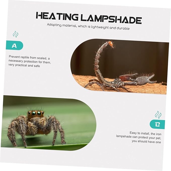 BESTonZON 1Pc Reptile Basking Light Lampshade Scald Heating Cover Durable Fixture for Reptiles Compatible with US Plugs Efficient Heat Dissipation