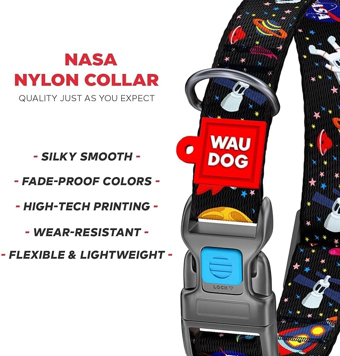 Nylon Dog Collar and Leash Set - Adjustable Dog Collar for Large Dogs, Small & Medium Dogs - Puppy Collars for Large Breed - Boy & Girl Collars with Durable Plastic Buckle and QR Tag