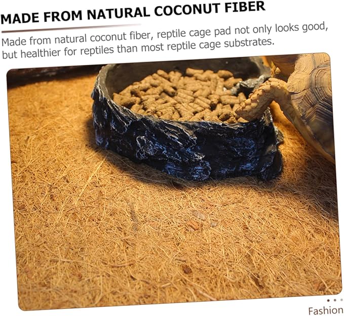 POPETPOP Reptile Coconut Fiber Bedding Mat for Tortoise Lizard Gecko Terrariums Non-Slip Substrate Liner for Safe Resting and Playing Reptile Cages